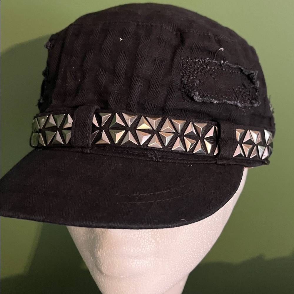 Chic Black Hat with Studded Detail